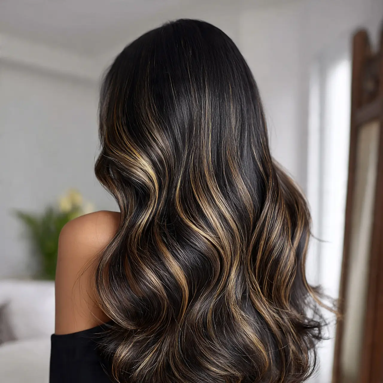 Black Hair with Highlights