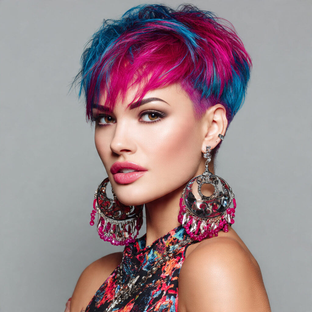 Bold Color Bixie Haircut