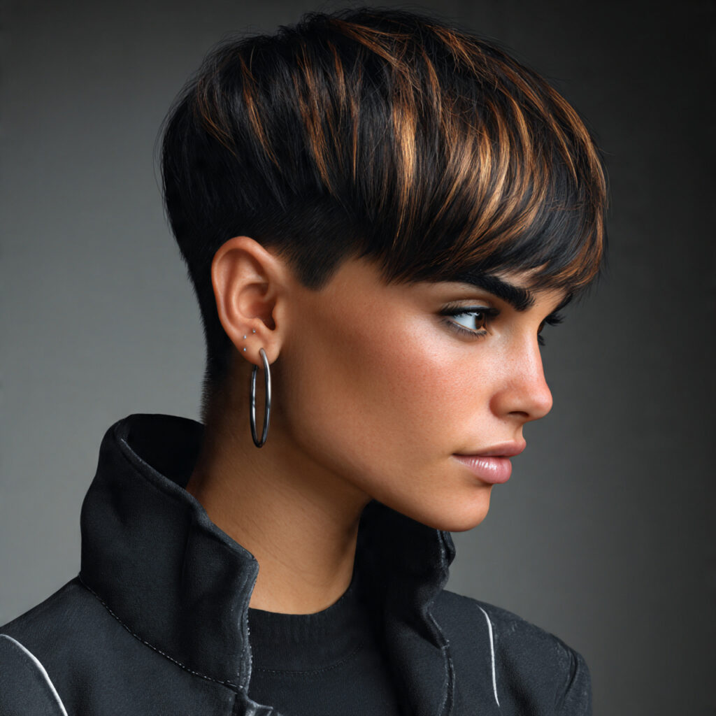 Bixie Haircut With Lowlights