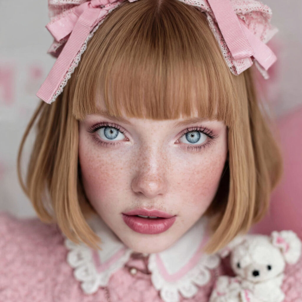 Auburn Hairstyle Tied with Ribbon