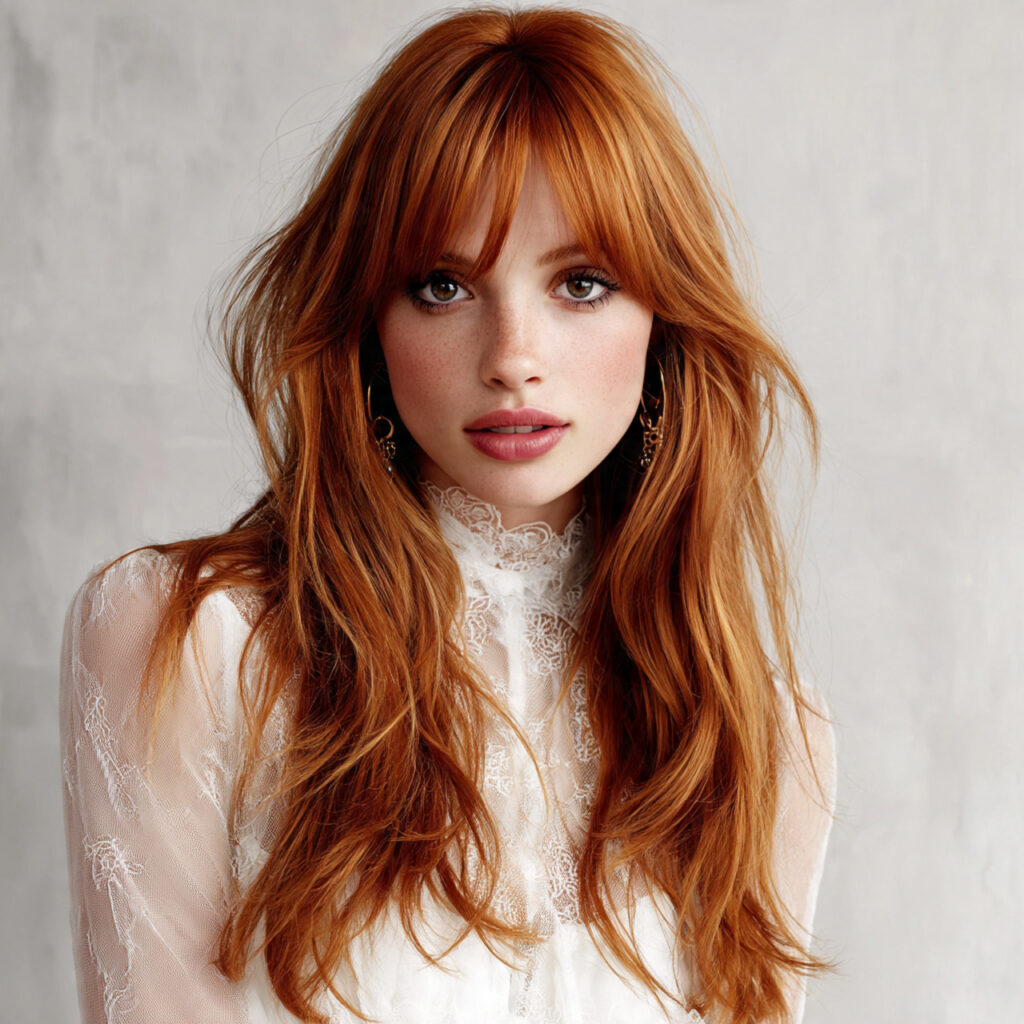 Auburn Hairstyle with Wispy Fringe