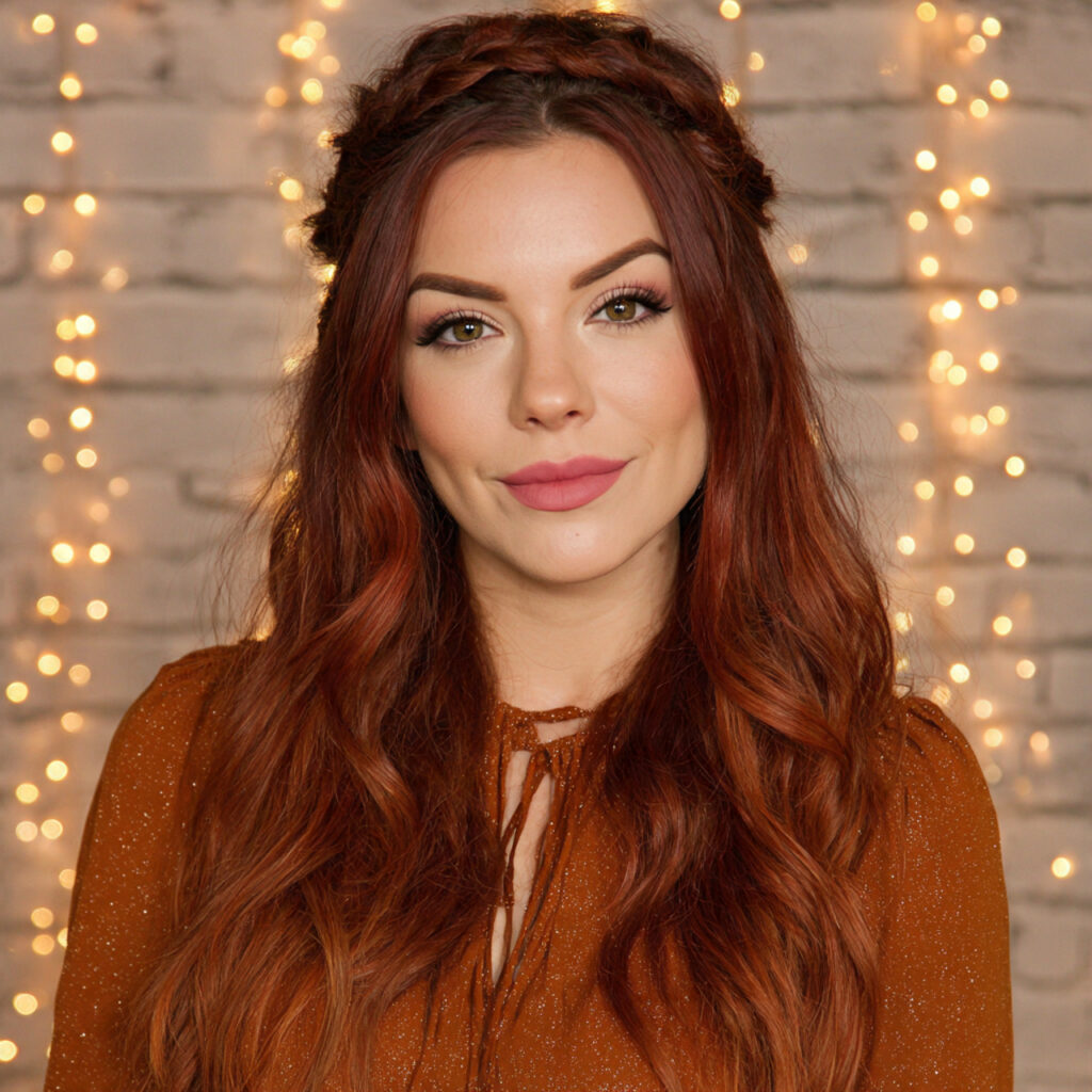 Auburn Hairstyle with Halo Braid