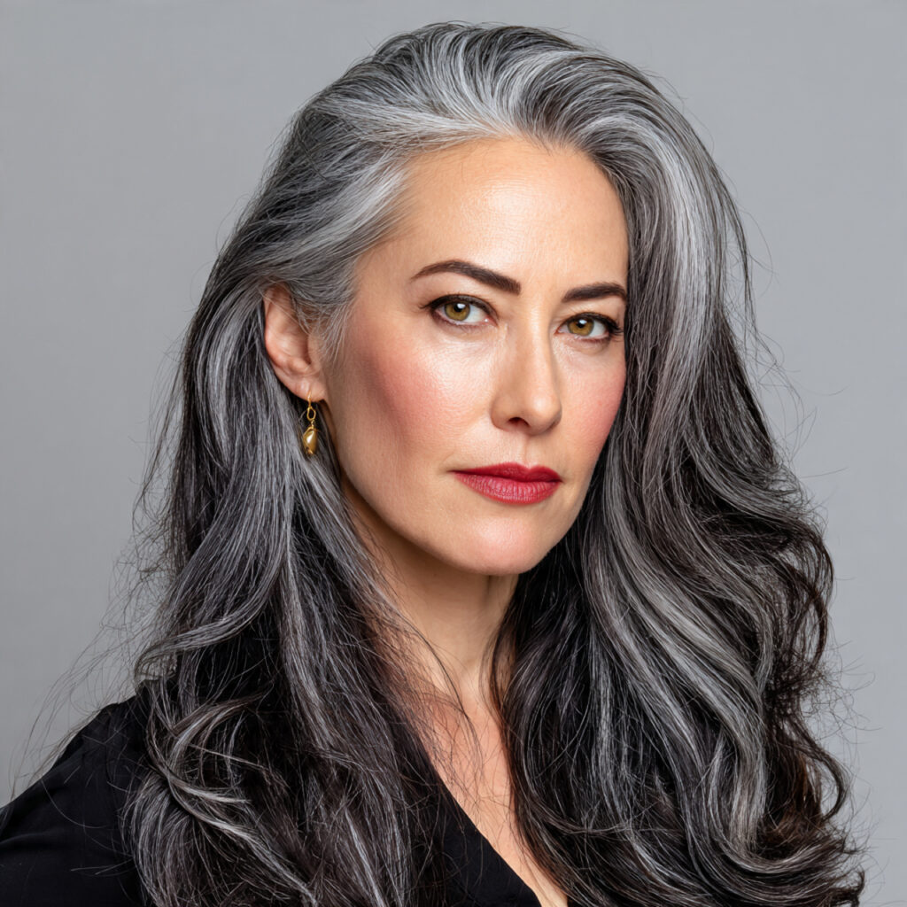 Silver Balayage on Medium Length