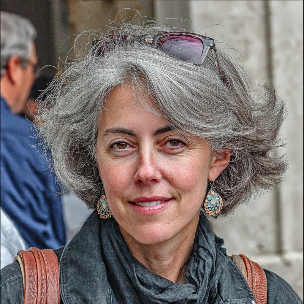 Gray Textured Mid-Length