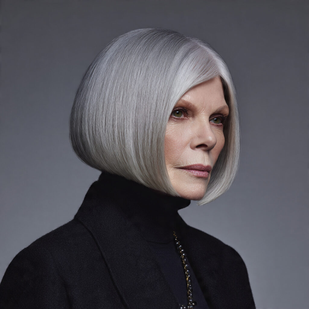 Sleek Straight Gray Bob