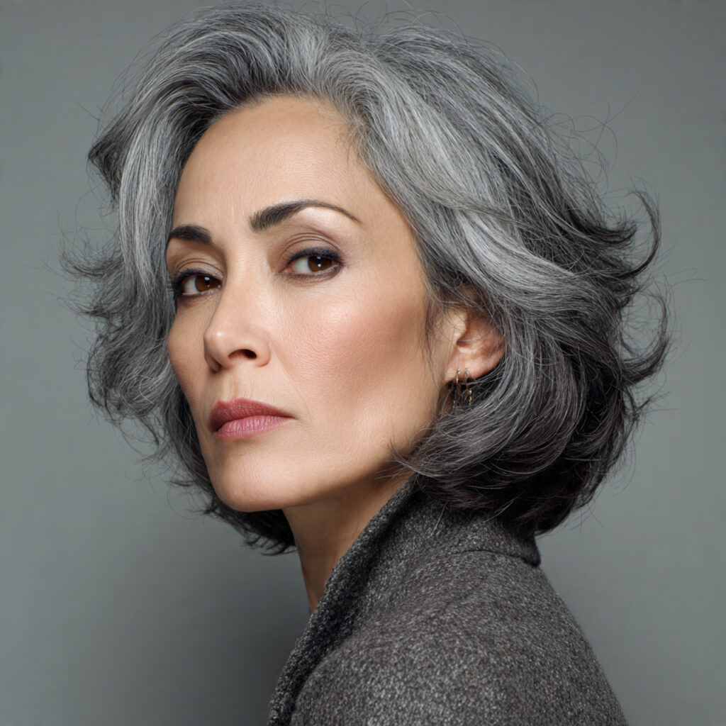 Chin-Length Gray Bob