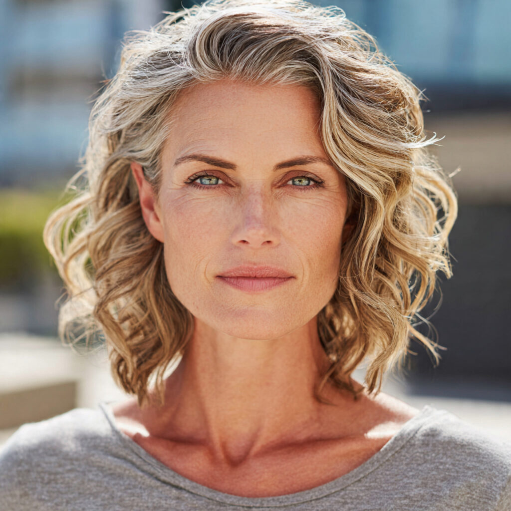 Curly Bob with Middle Part