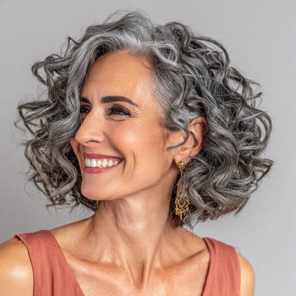 Curly Gray Bob