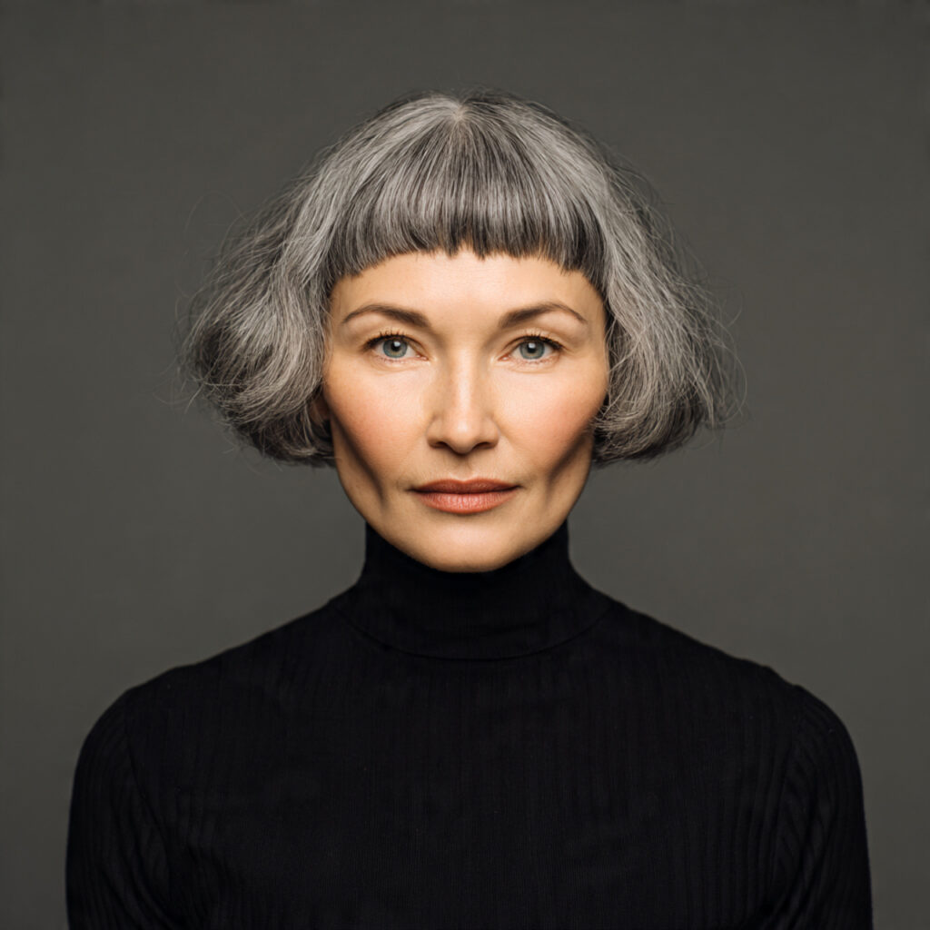 Gray Bob With Bangs