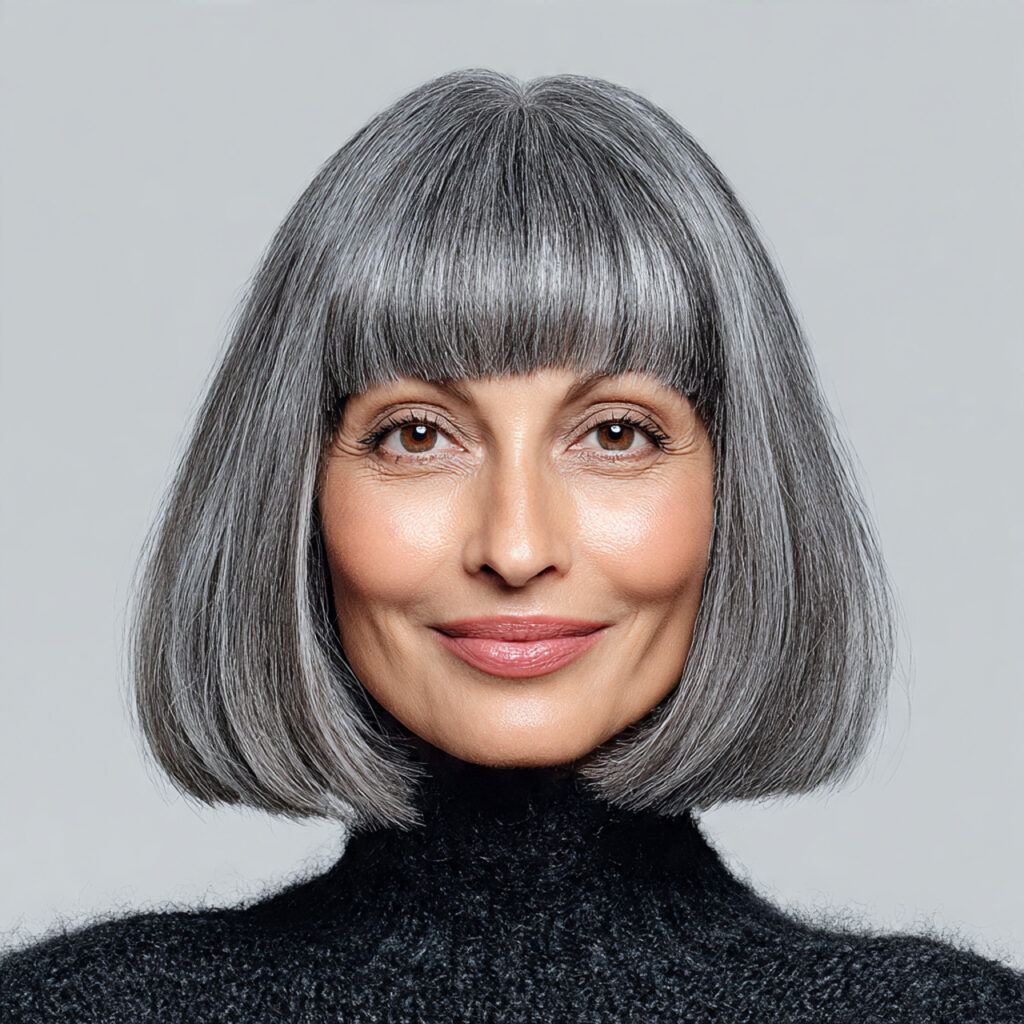 Razor-Cut Gray Bob