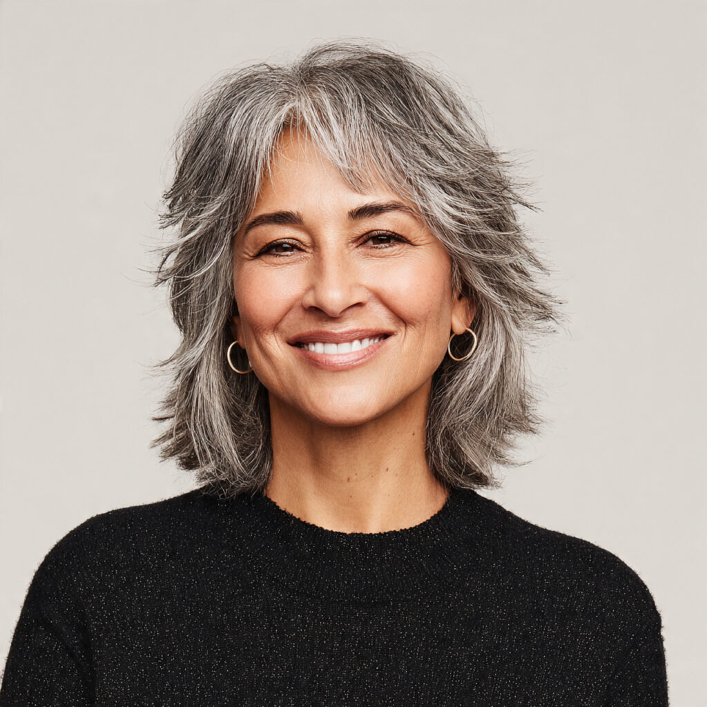 Shag-Inspired Gray Bob