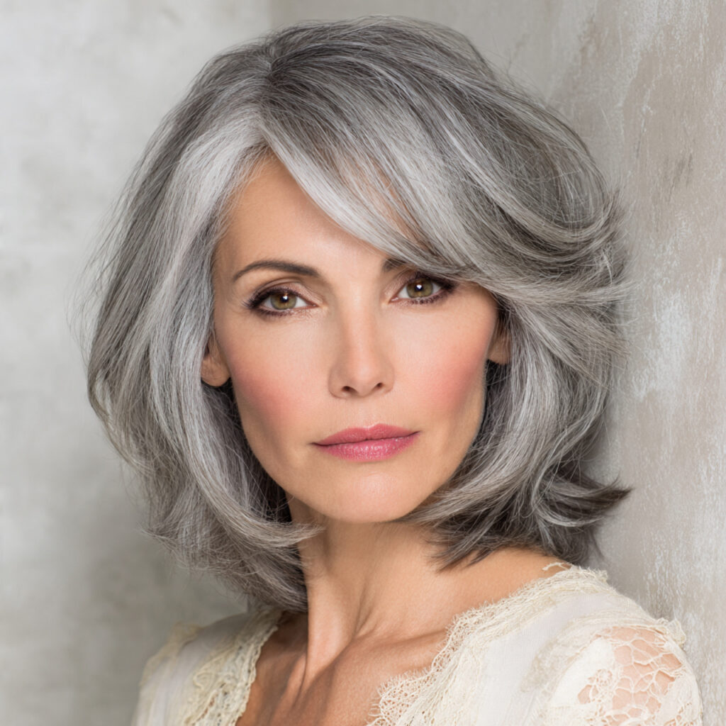 Soft Layered Gray Bob