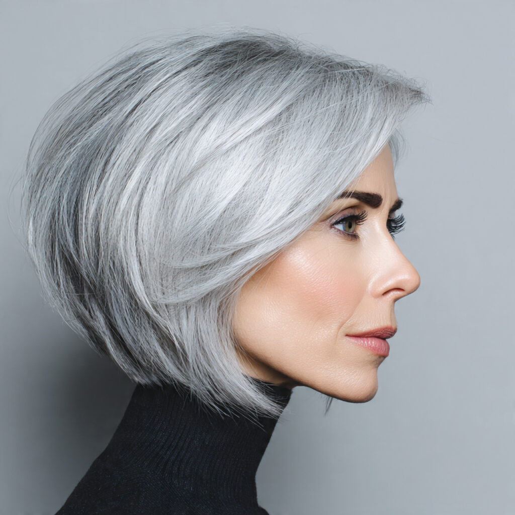 Asymmetrical Gray Bob