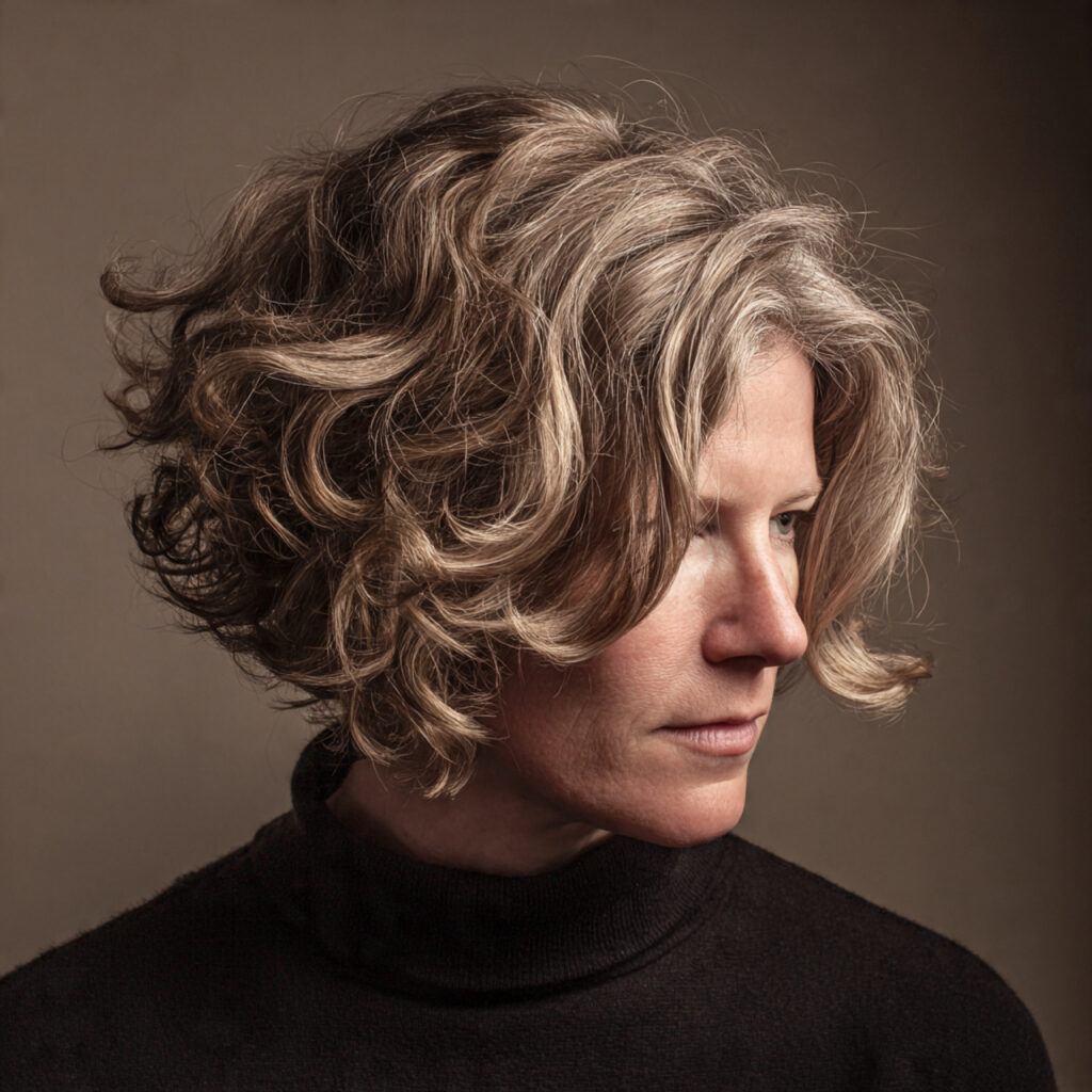 Curly Bob with Highlights