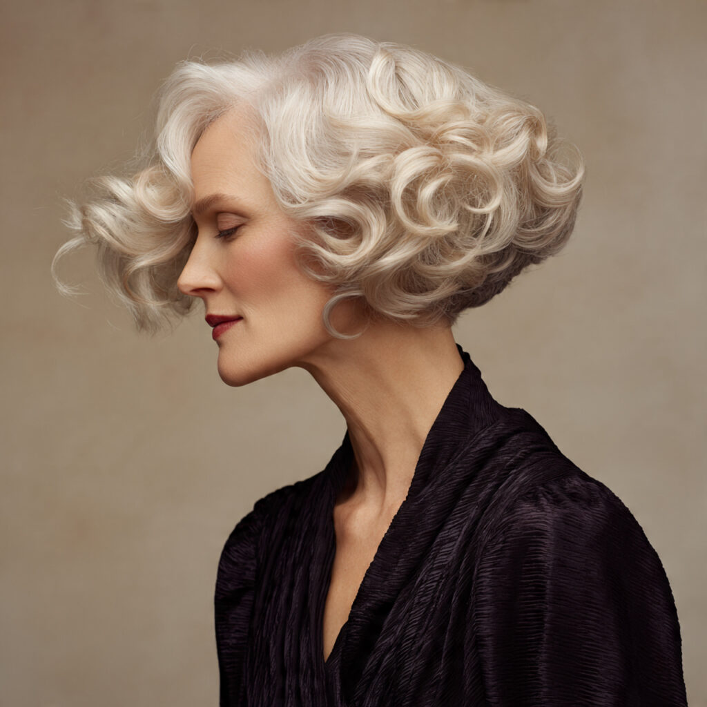 Curly Bob with Swoopy Layers