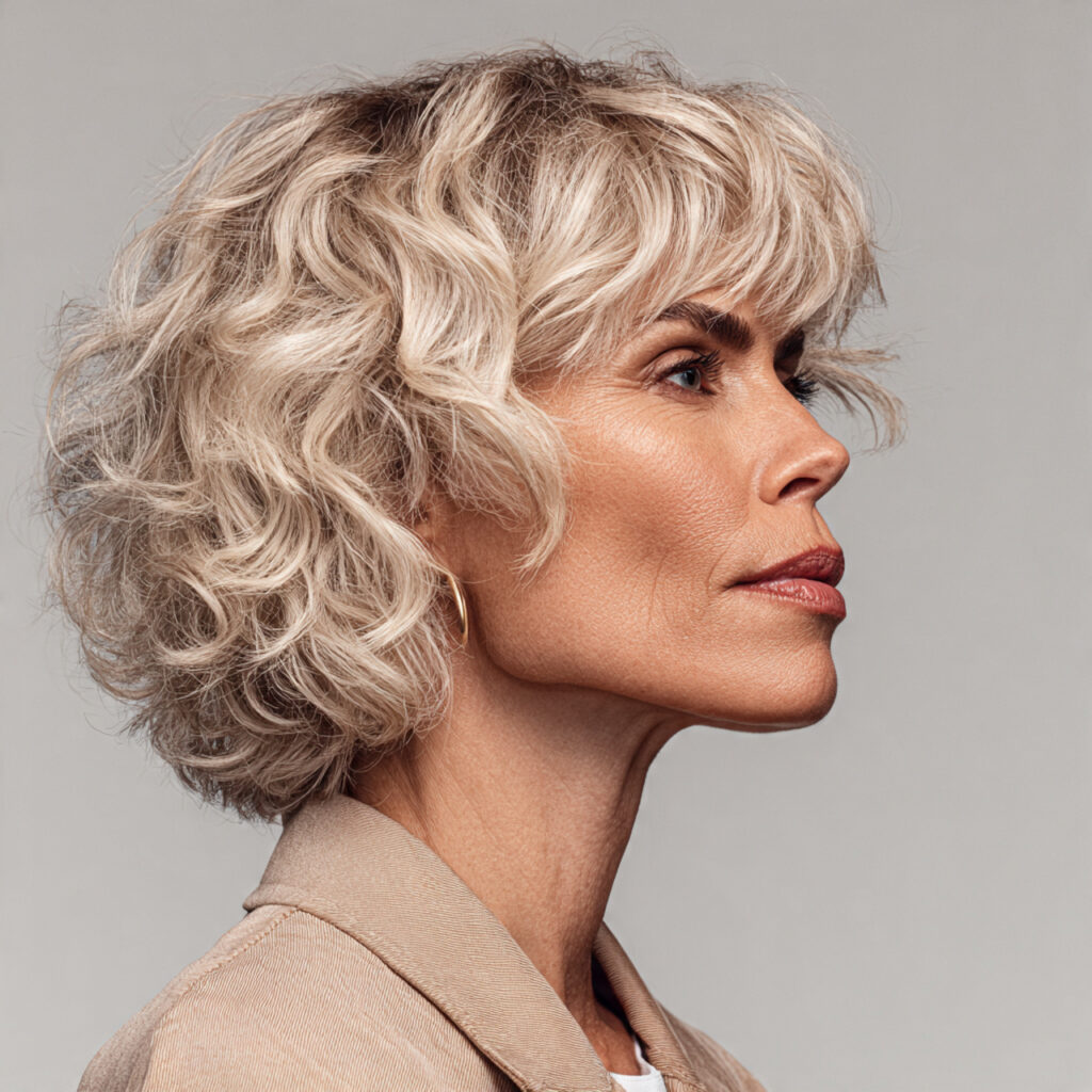 Softly Layered Curly Bob