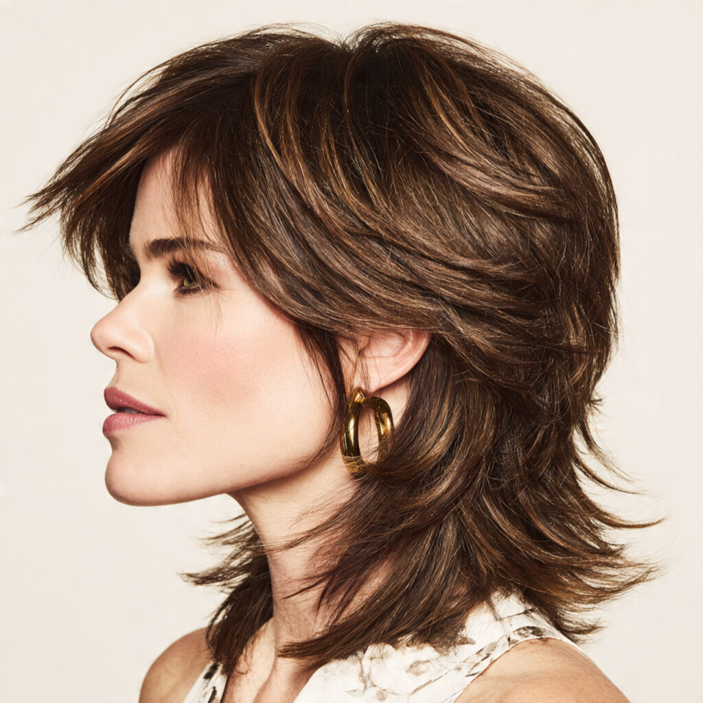 Dimensional Brunette Bixie Haircut