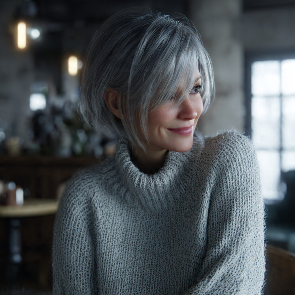 Gray Shoulder Cut with Flip Ends