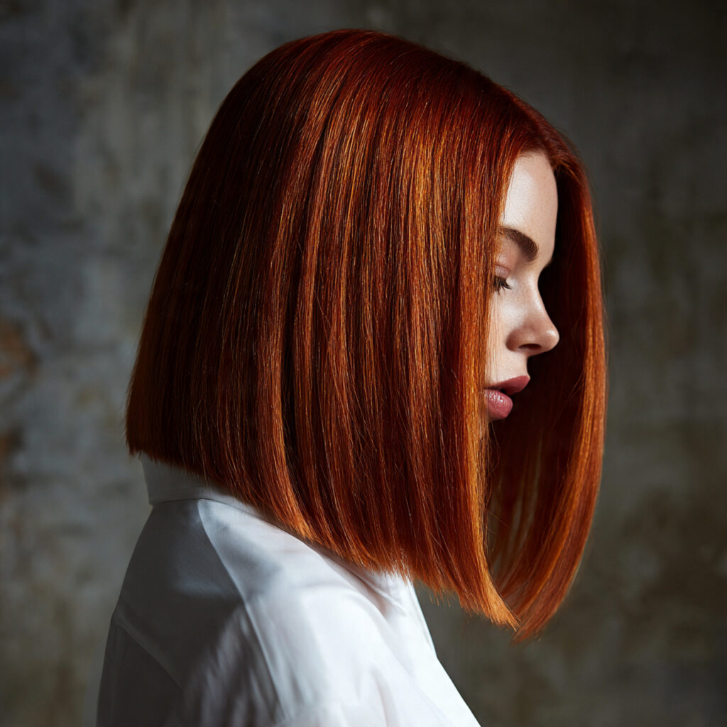 Auburn Hairstyle Shoulder-Length Sleek Cut