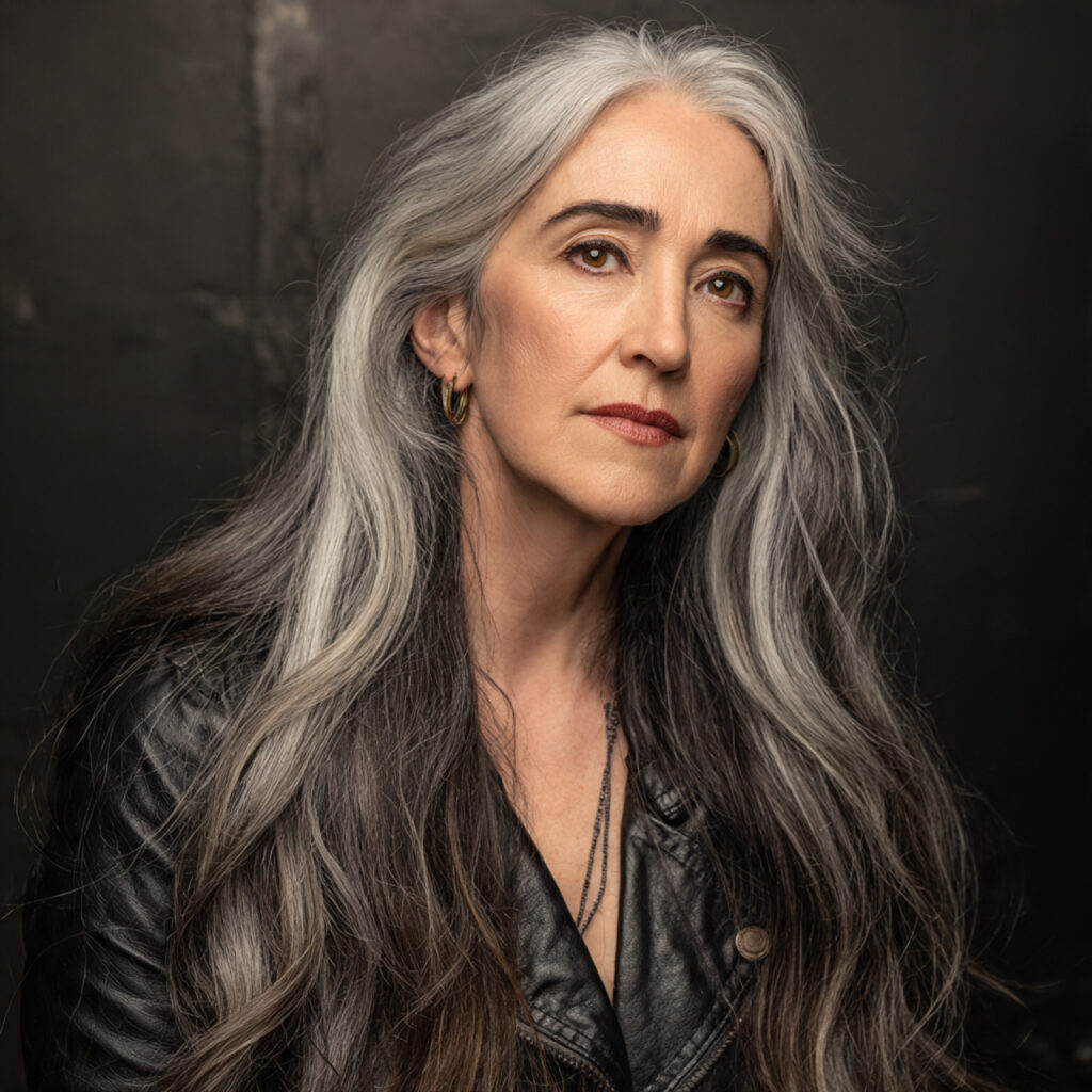 Long Layered Gray Hair with Soft Volume