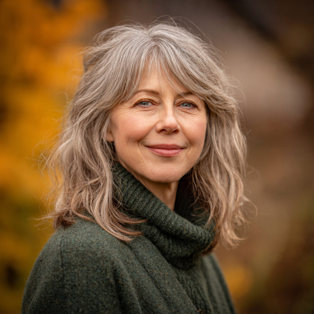 Wavy Shoulder-Length Gray Style