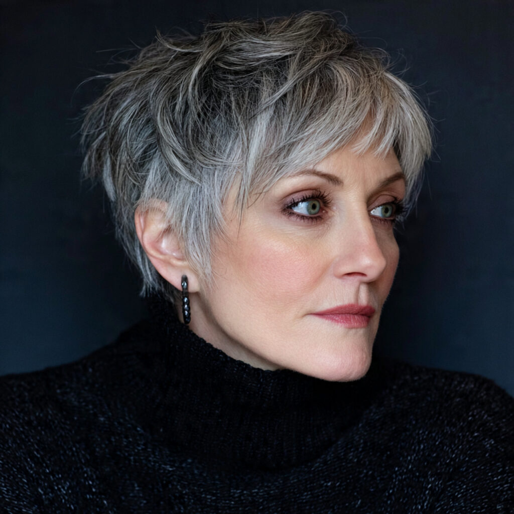 Gray Crop with Side Sweep