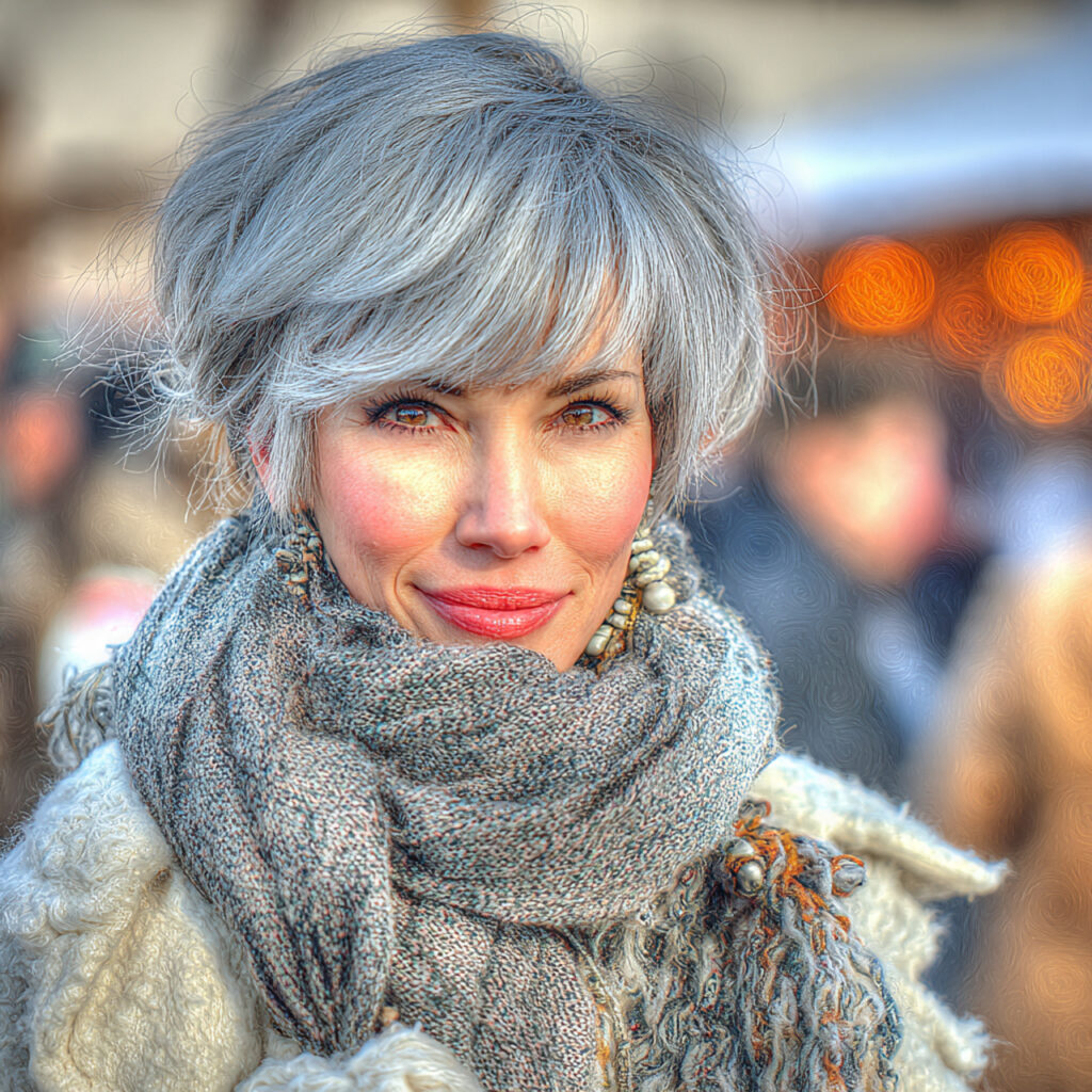 Gray Hair with Blunt Bangs