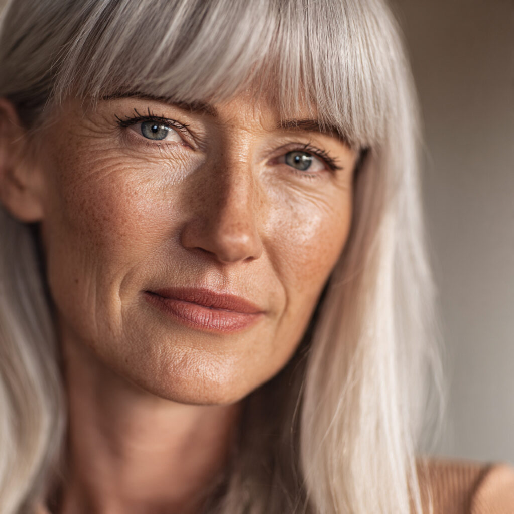 Gray Hair with Soft Side Bangs