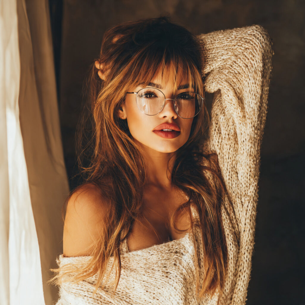 Shoulder Cut with Curtain Bangs