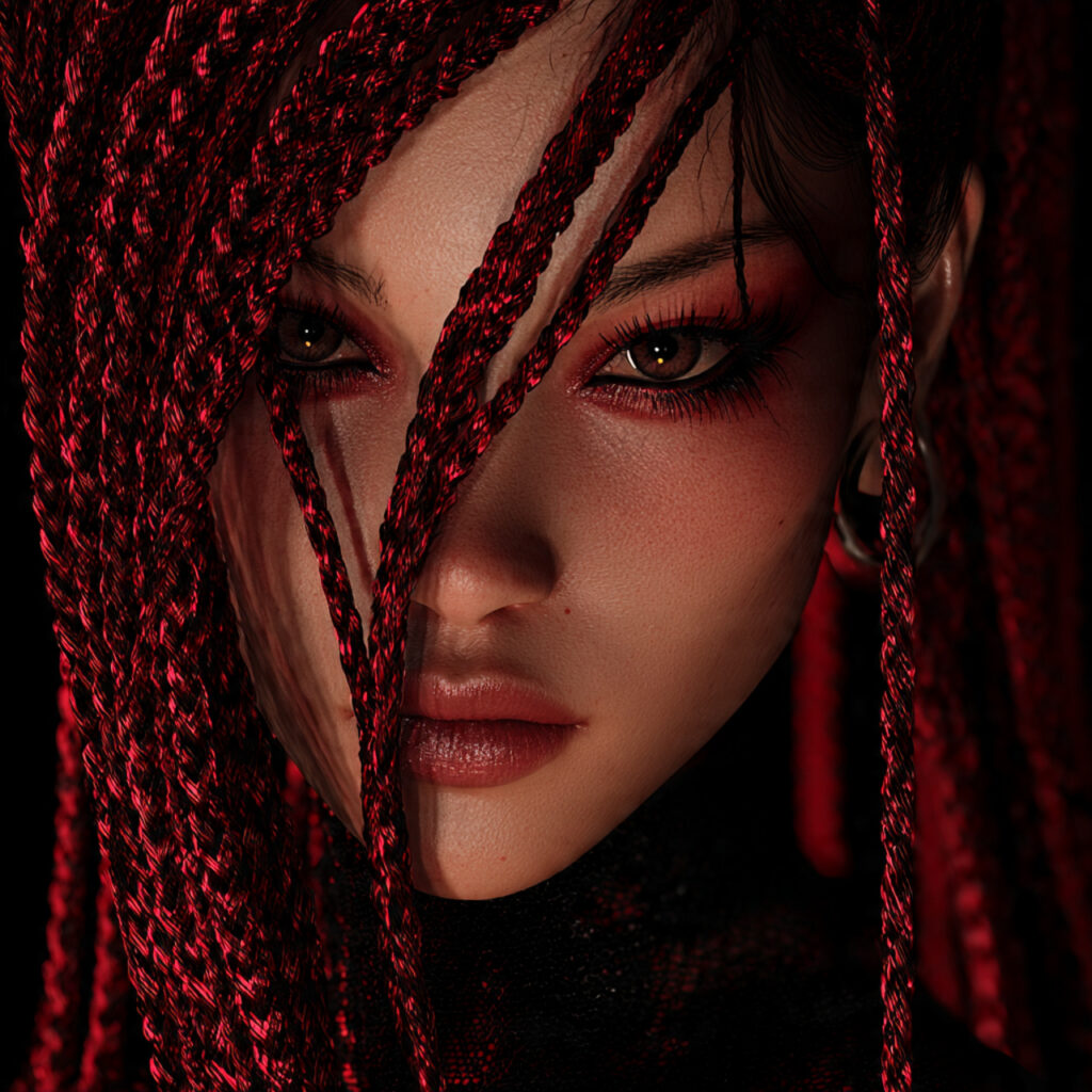 Red Box Braids Hairstyle Ideas