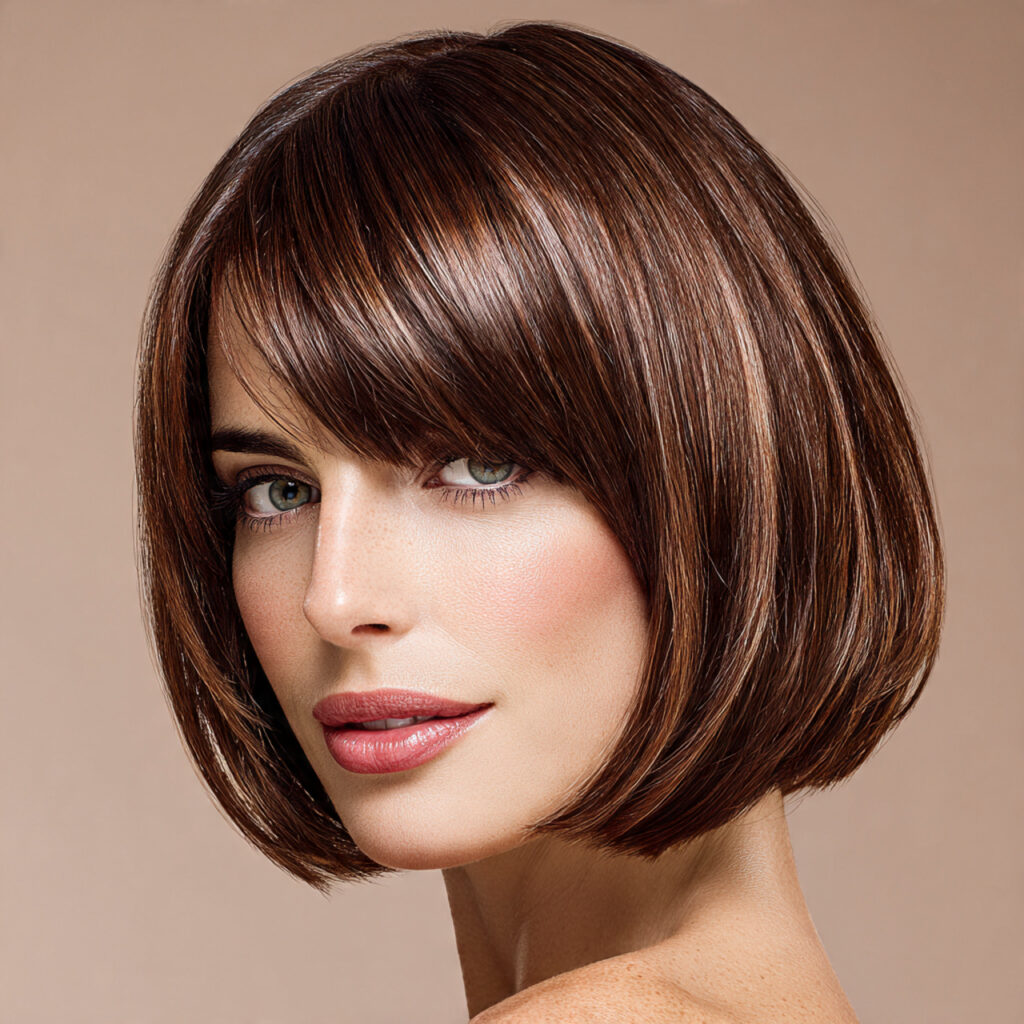 Sleek Bob Cut Hairstyles with Long Bangs Ideas