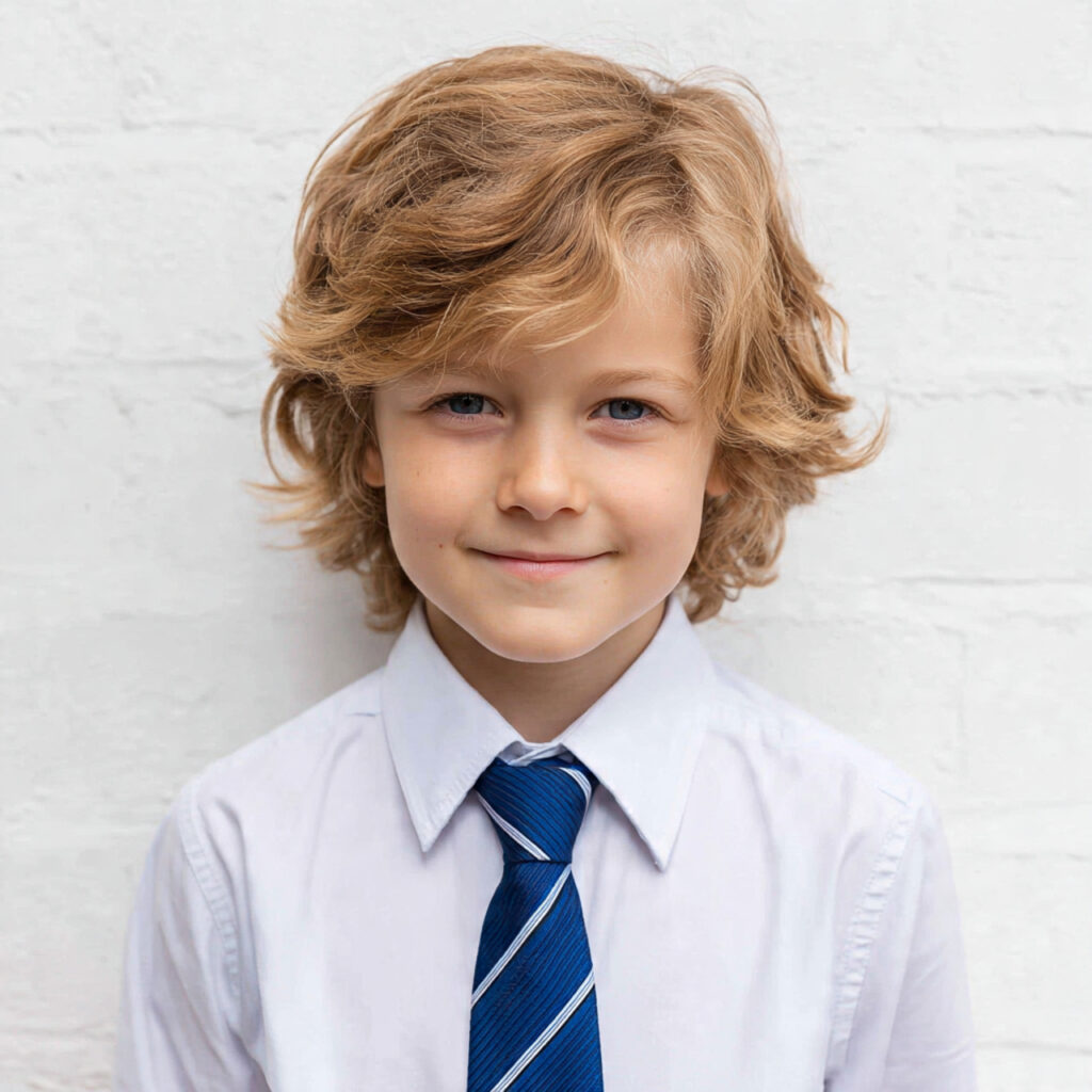 Wavy Hair Boys School Haircut Idea