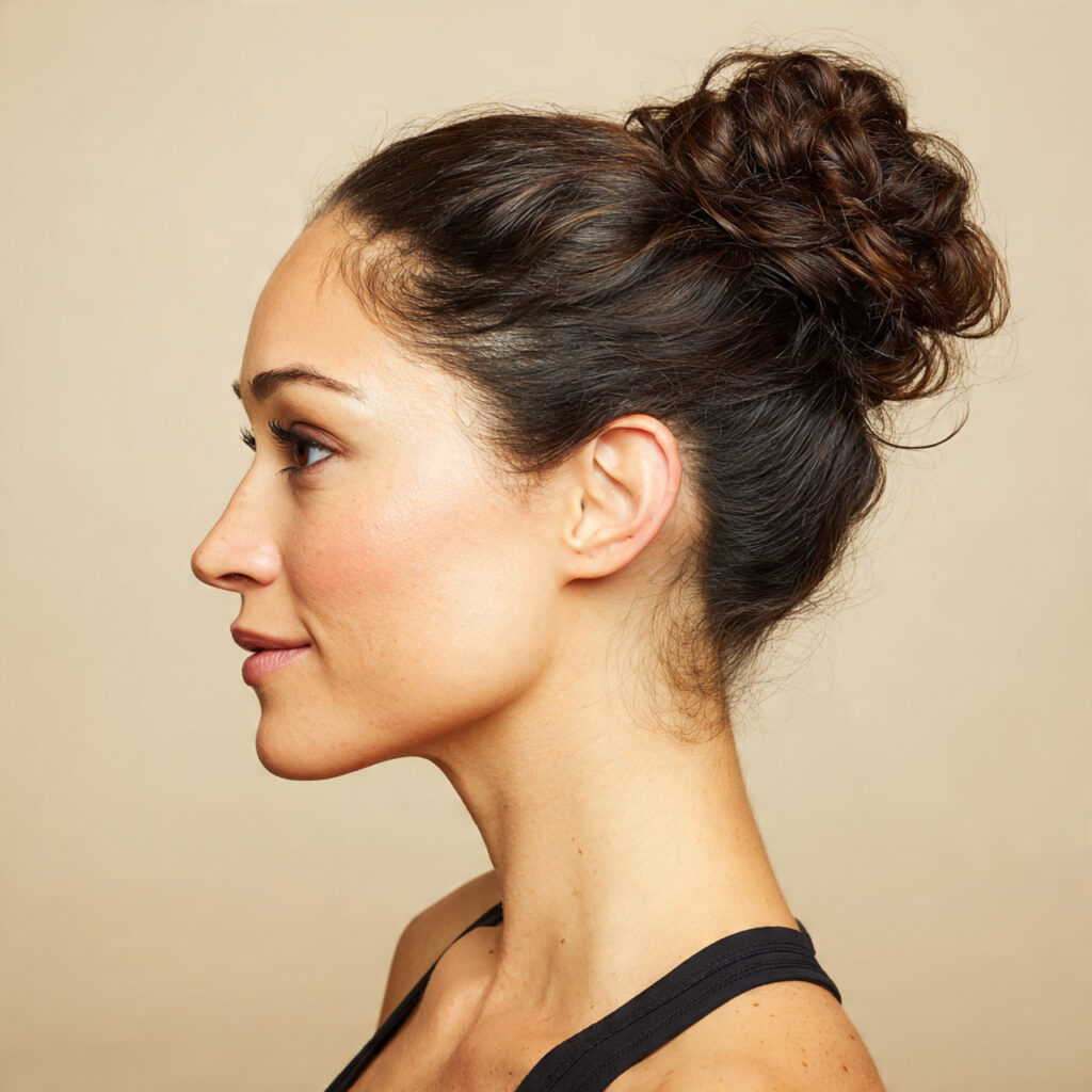 High Bun with Face Framing Pieces Baddie Hairstyle Idea