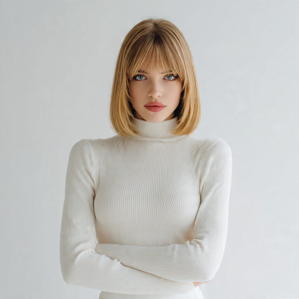 Minimalist Bob Cut Hairstyles with Long Bangs Ideas