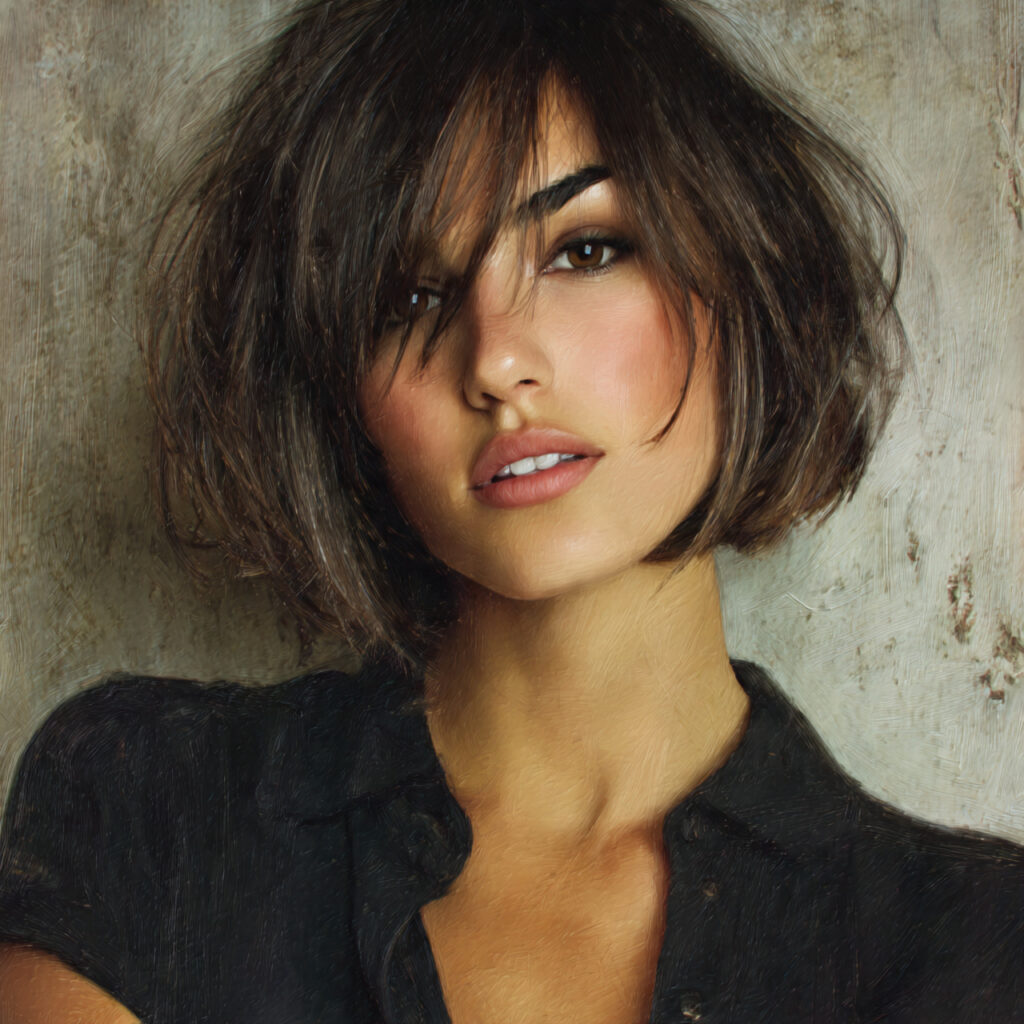 Rounded Bob Cut Hairstyles with Long Bangs Ideas