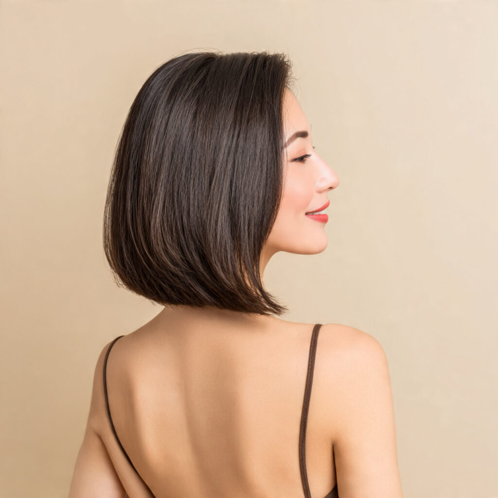 Asymmetrical Bob Hairstyle with Tapered Back Design