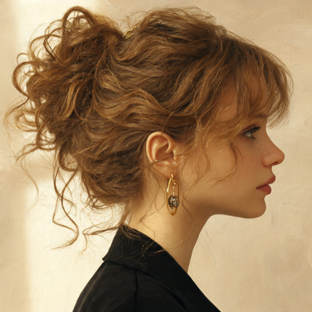 Casual Updo with Loose Strands Idea