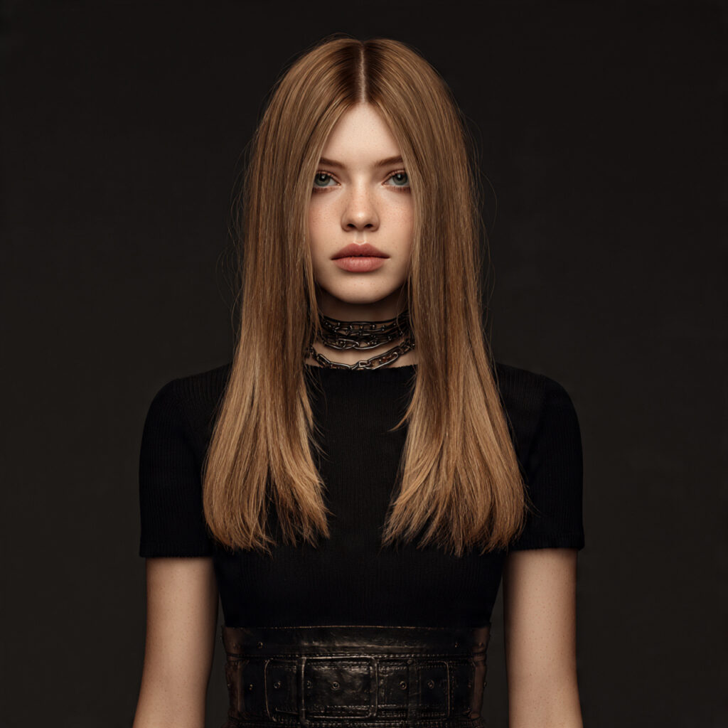 Long Straight Hair with Center Part Idea