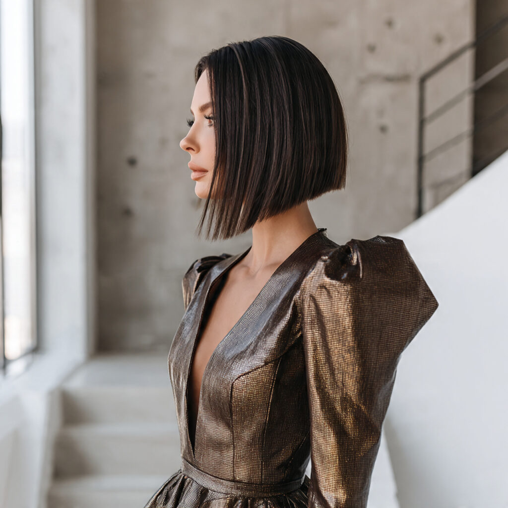 Angled Bob Hairstyle Ideas with Side Part