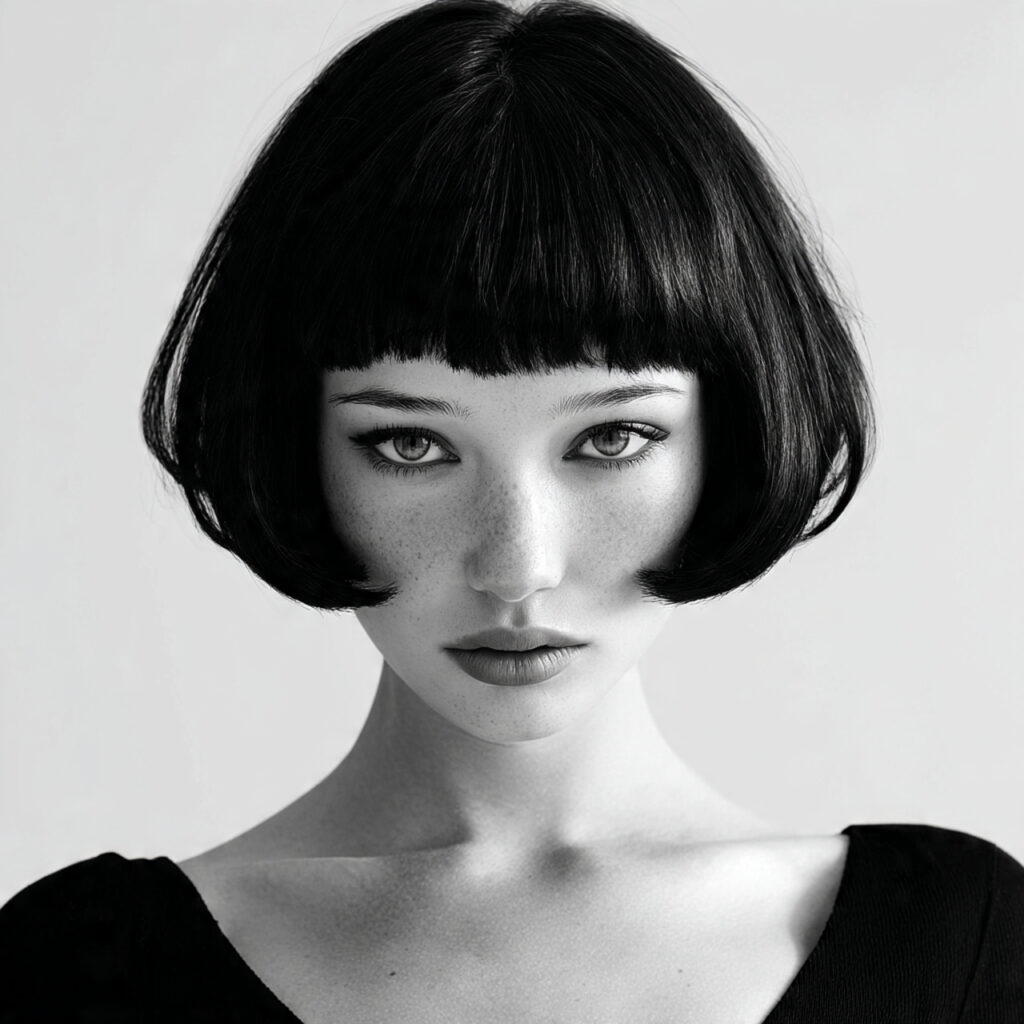 Asymmetric Bangs Hairstyle Ideas with Blunt Contrast