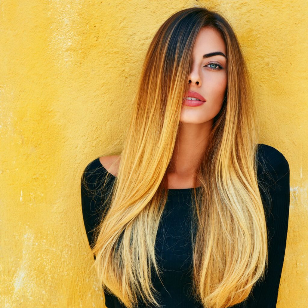 Bold Blonde Hair with Dark Root Ideas