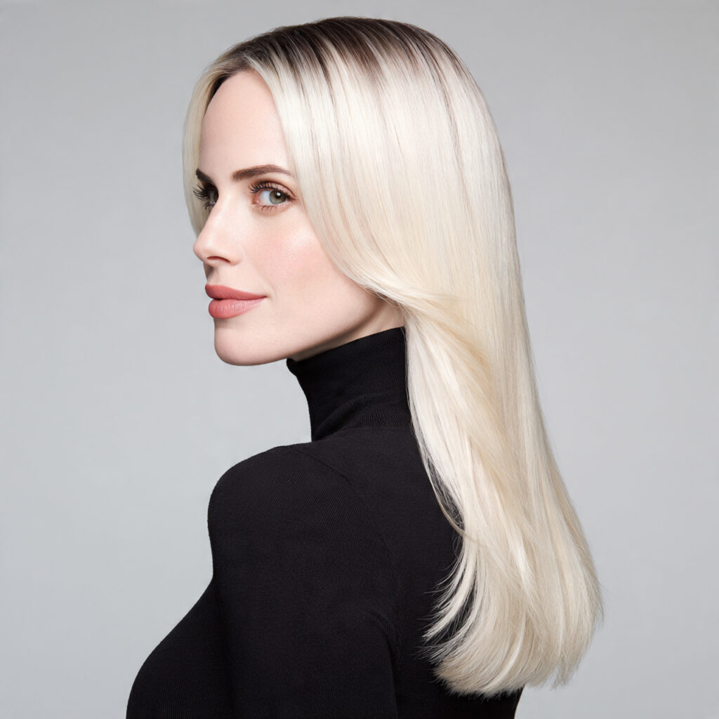 Polished Blonde Hair with Dark Root Ideas