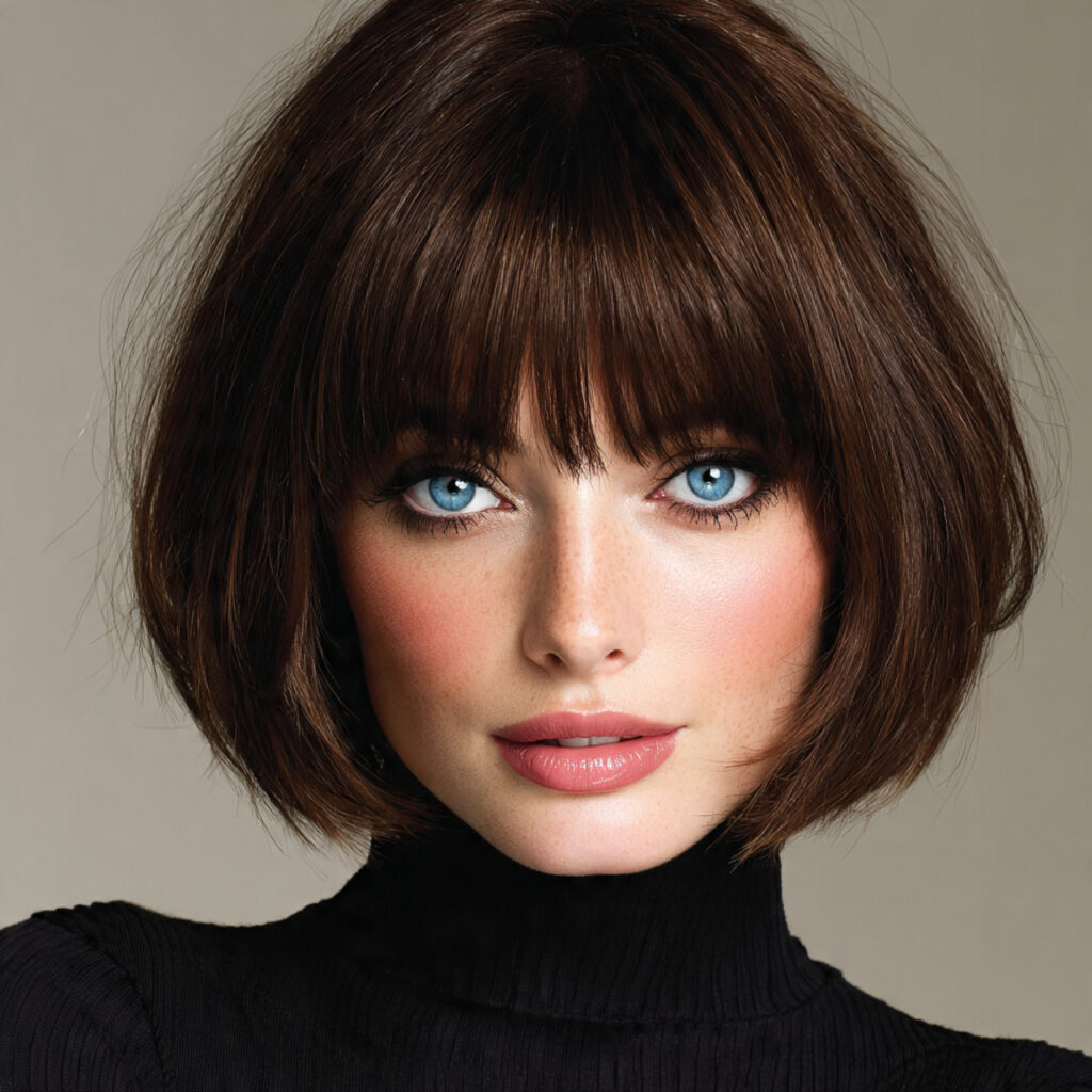 Chin-Length Bob Cut Hairstyles with Long Bangs Ideas