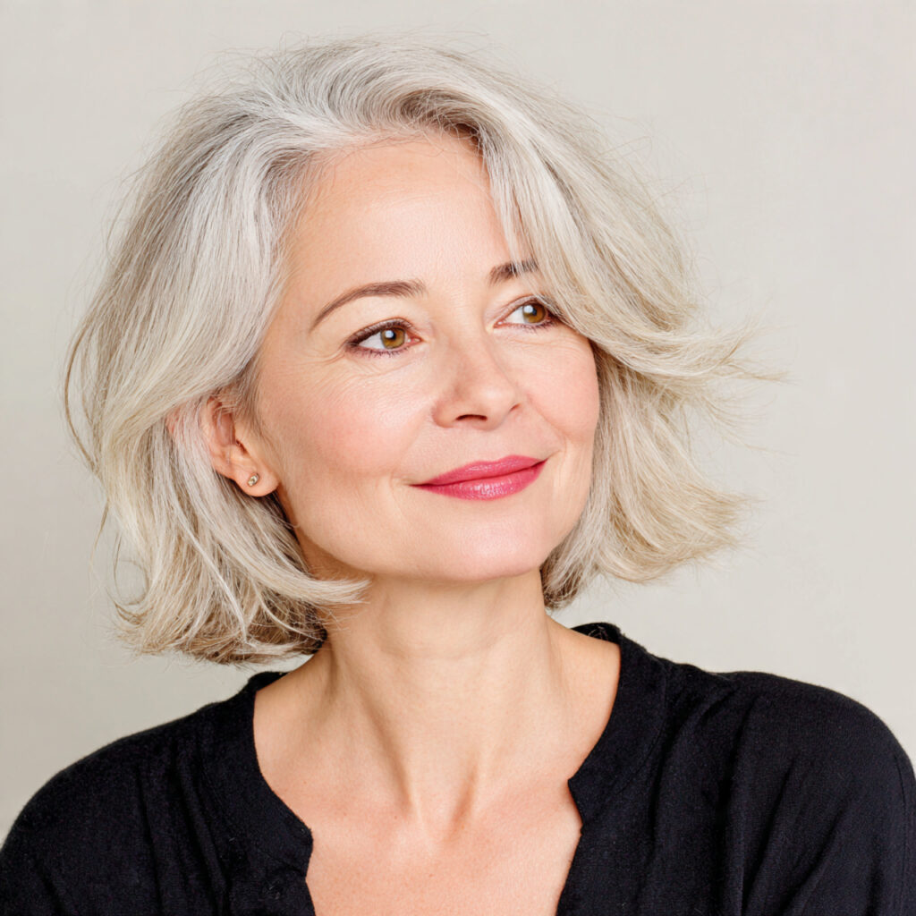 Angled Bob Ideas with Silver Hair Charm