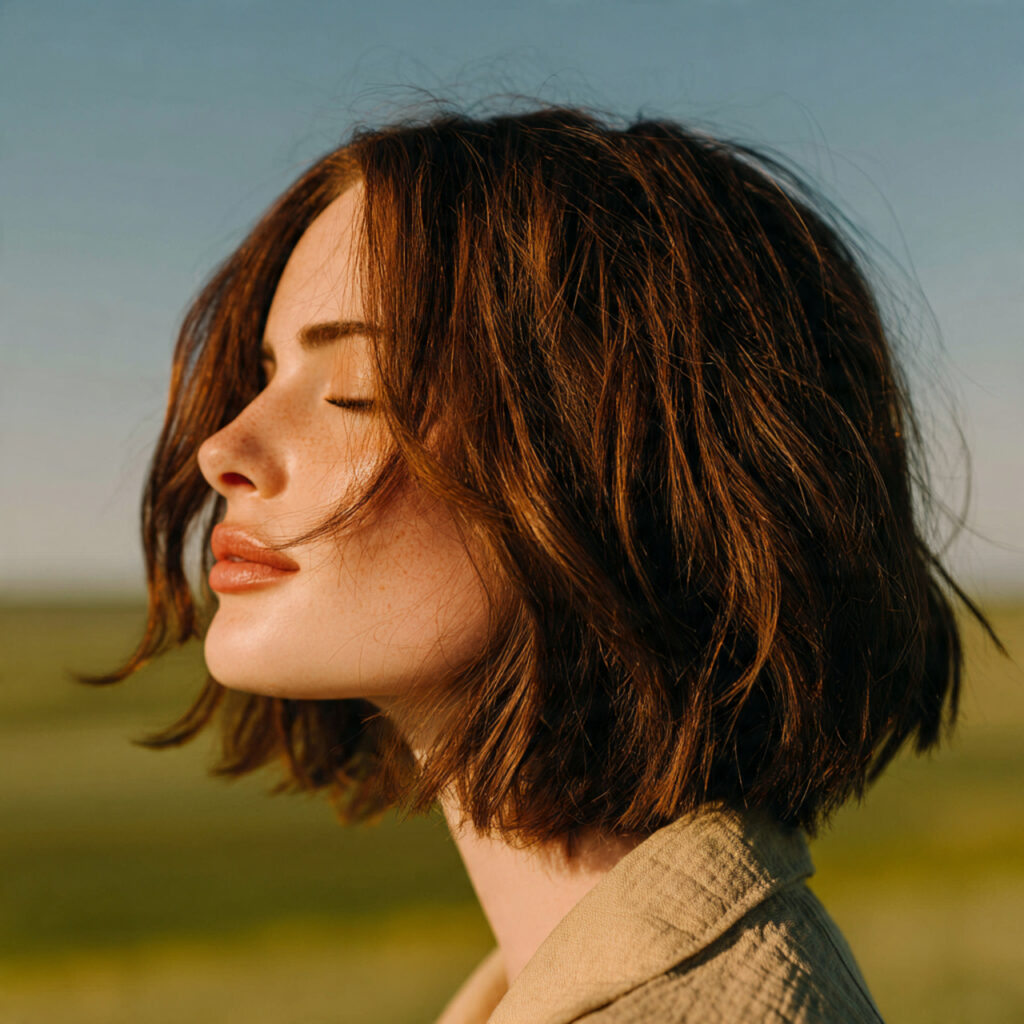 Effortless Asymmetrical Bob Hairstyle with Soft Texture