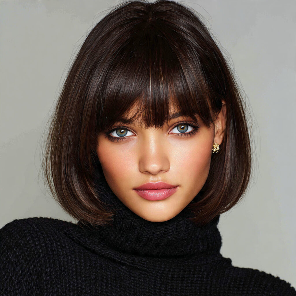 Polished Bob Cut Hairstyles with Long Bangs Ideas