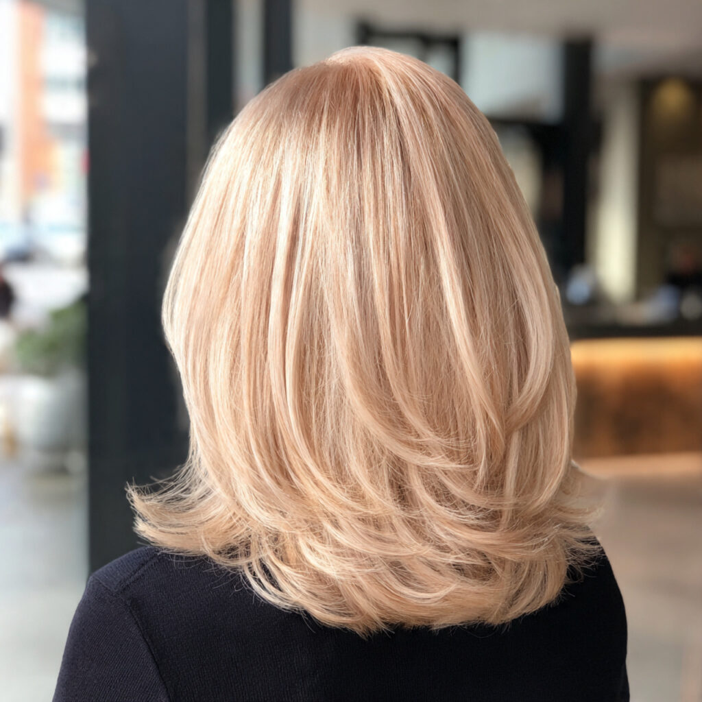 Platinum Blonde Hair with Soft Peach Lowlights Ideas