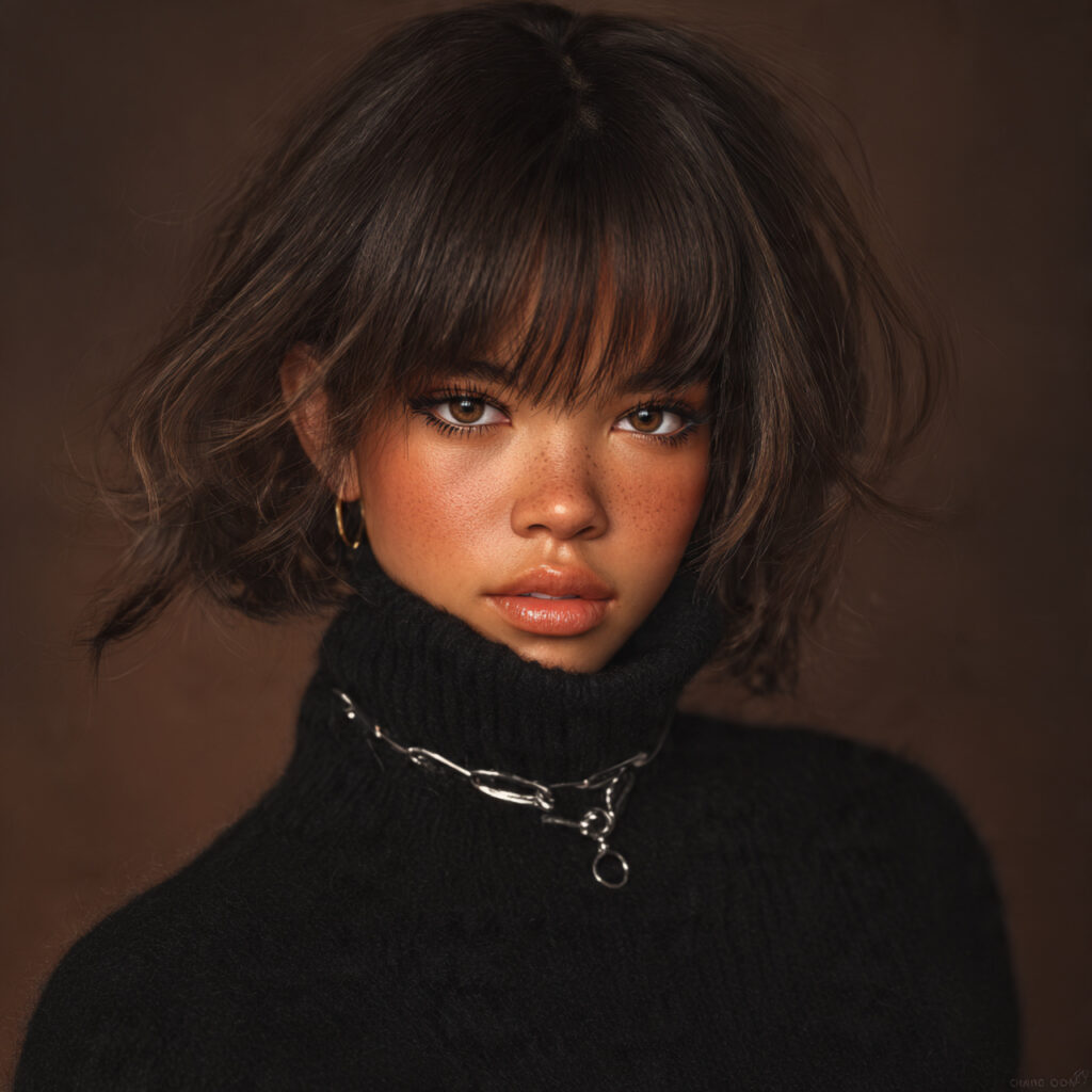 Face-Framing Curtain Bangs Idea