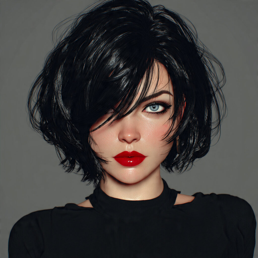 Deep Side Part Baddie Hairstyle Idea