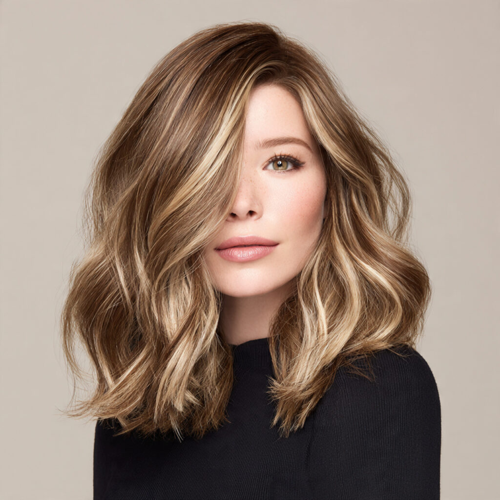 Sandy Blonde Hair with Soft Mocha Lowlights Ideas